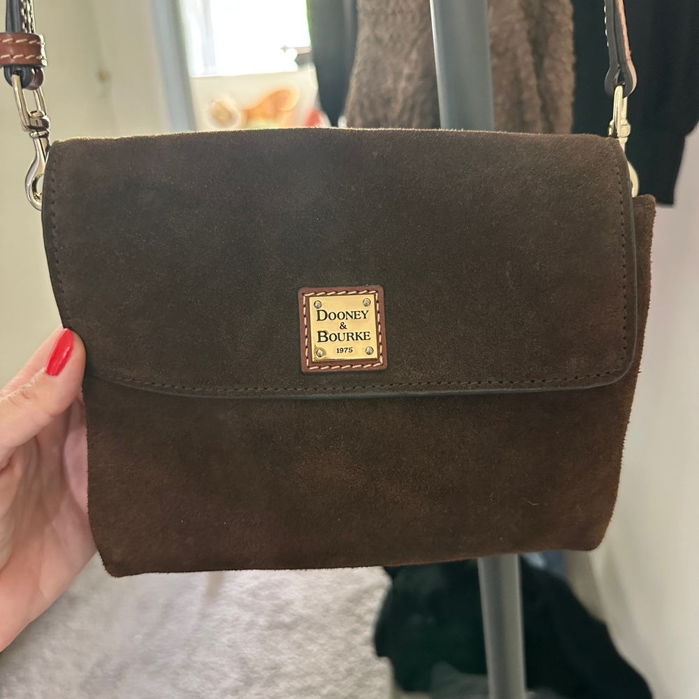Dooney & Bourke Dark Brown Suede Crossbody Bag